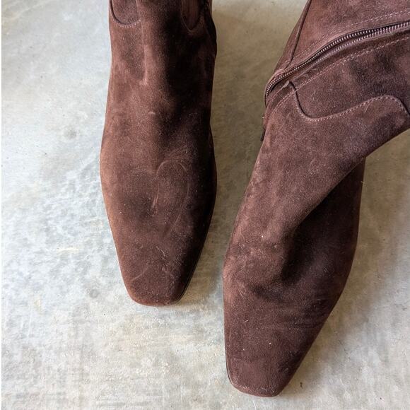 Steve Madden Dusty Chocolate Brown Leather Suede Ankle Bootie Boots, size 9 - Picture 2 of 9